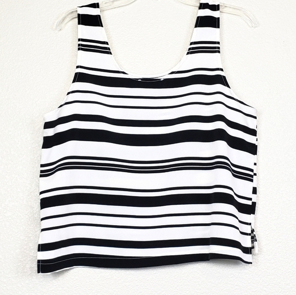 Lush Tops - Lush black and white striped sleeveless top